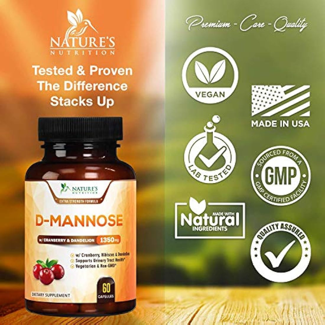 D-Mannose Cápsulas 1350 mg con arándano Nature's Nutrition
