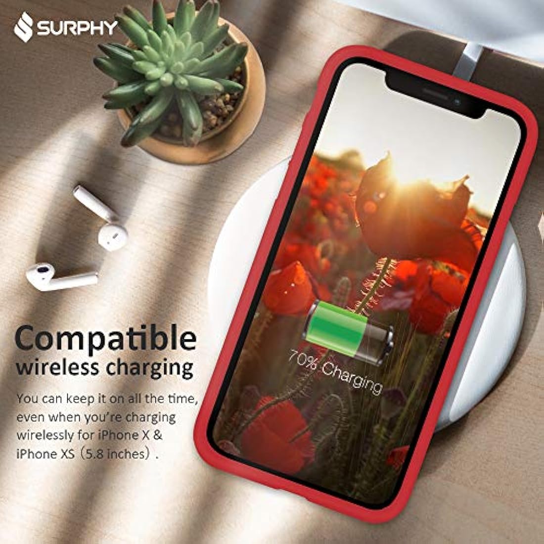 Surphy - Funda de silicona para iPhone X y iPhone Xs