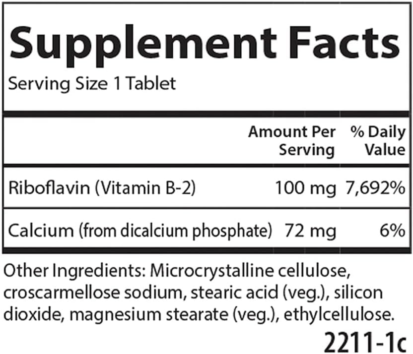 Suplemento B-2 100 mg de riboflavina producción de energía