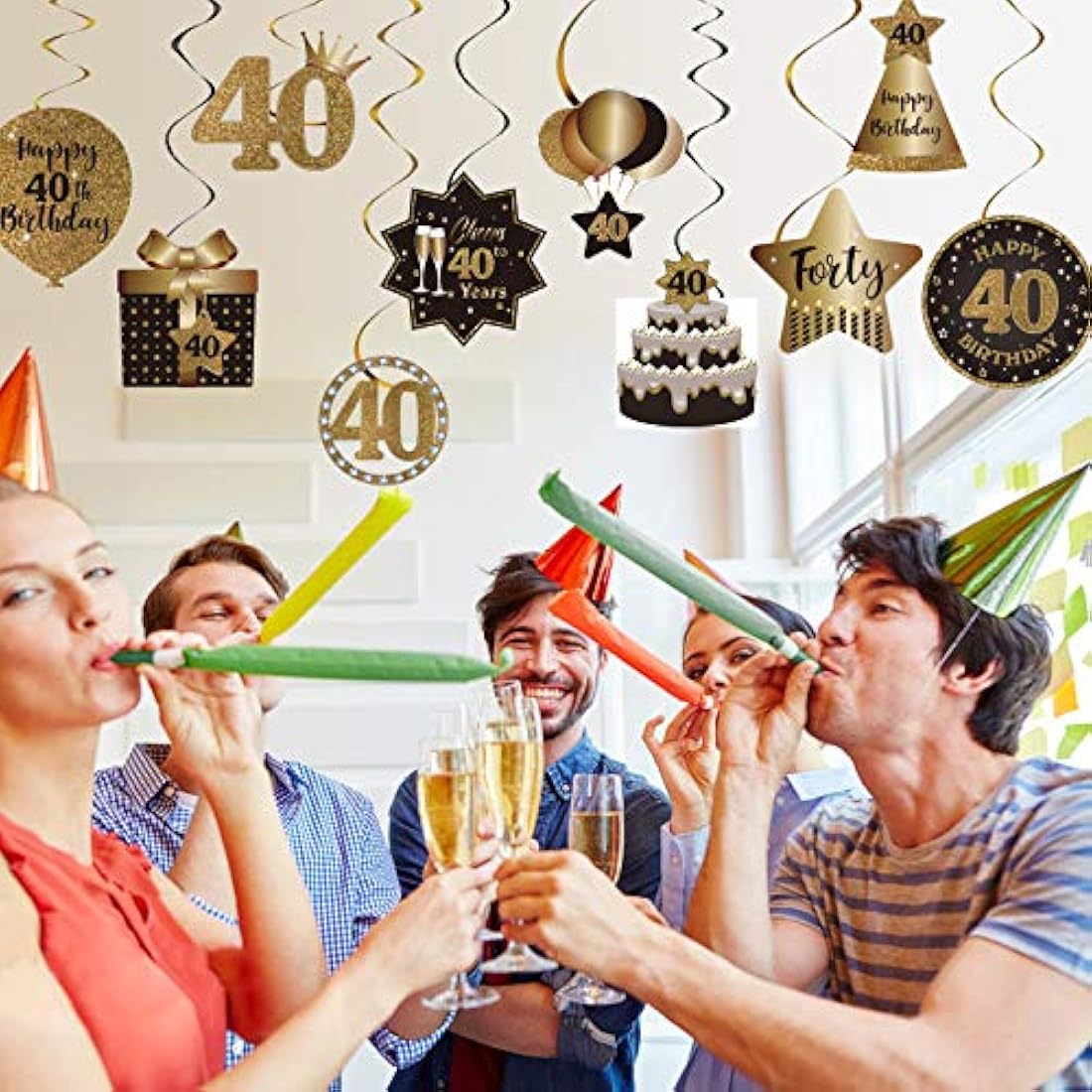 Decoración de techo con 40 espirales colgantes para fiestas