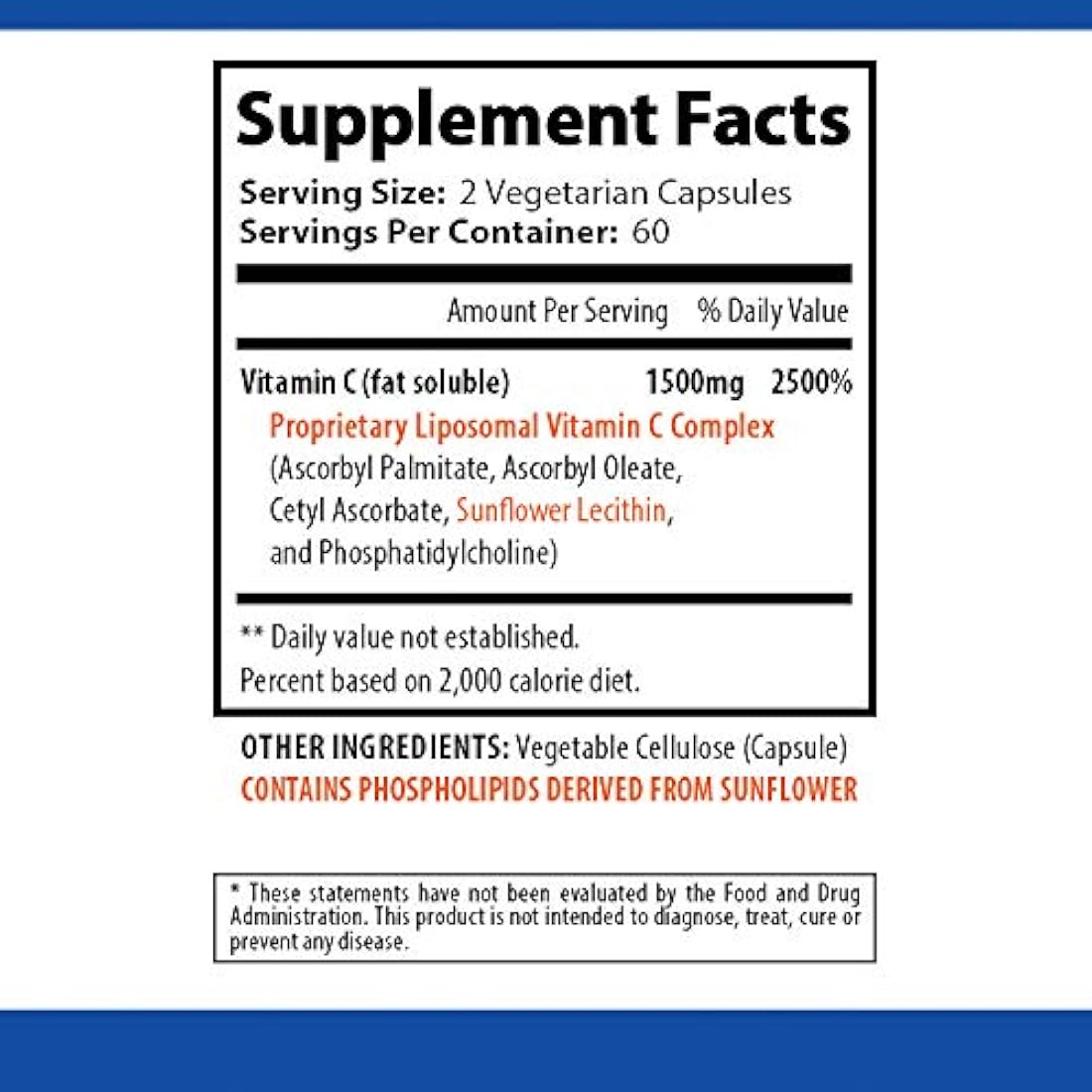 Fórmula de Vitamina C liposomal 1500 mg - 120 cápsulas