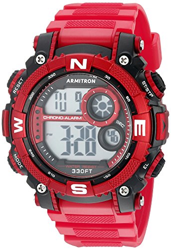 Reloj cronógrafo digital con correa de resina roja mate