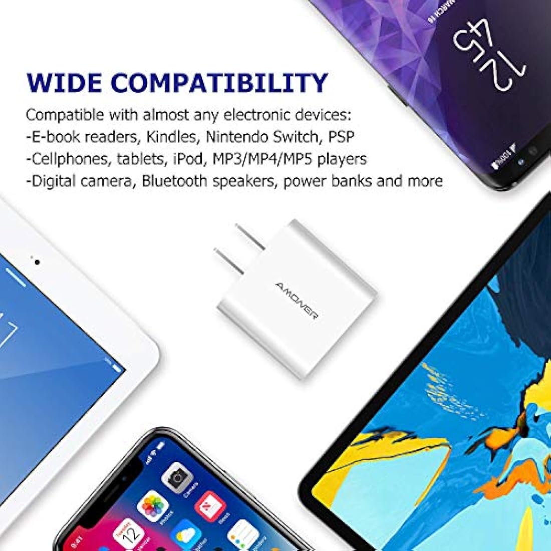 Cargador de pared, 2 unidades de 15 W 3 puertos USB enchufe