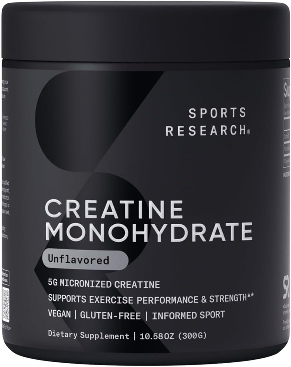 Creatina Monohidratada Sports Research - 5 g Micronizada, 10.58 oz