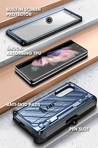 SUPCASE Unicorn Beetle Pro Series - Funda para Samsung Galaxy Z Fold 3 5G (2021), carcasa de doble capa resistente con protector de pantalla integrado y soporte y ranura para bolígrafo S (tensado)