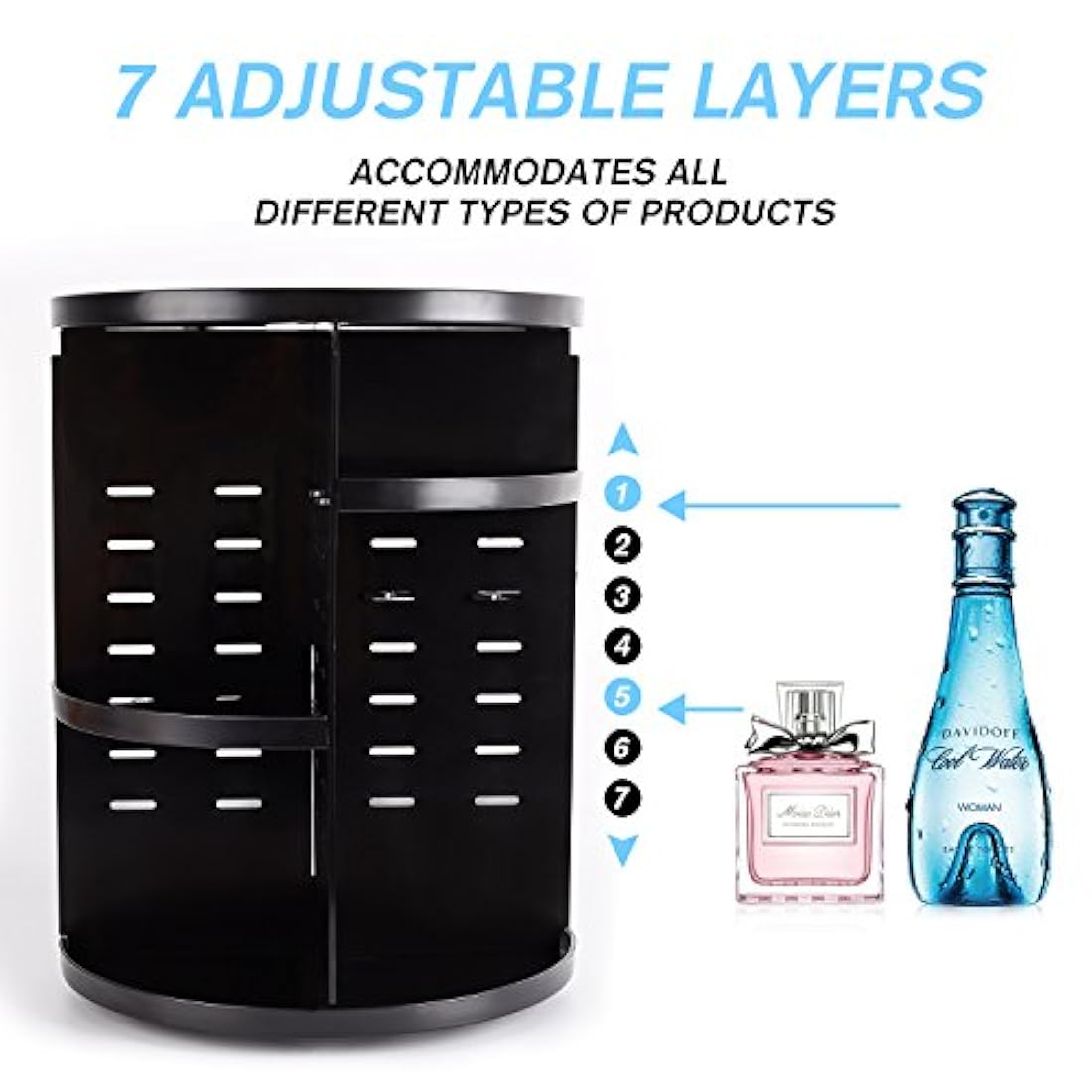 Organizador de maquilla rotativo Eloki 360, Negro