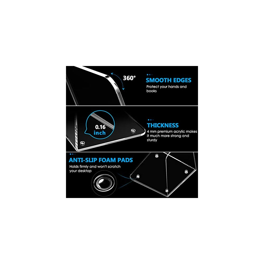 Sujetalibros de acrílico transparente para estantes 2 pares