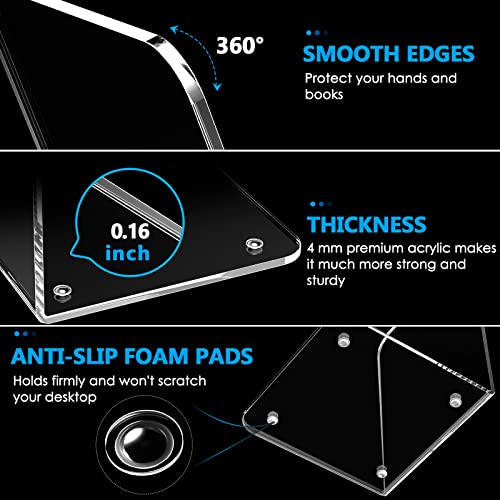 MaxGear Sujetalibros de acrílico transparente para estantes, sujetalibros antideslizantes, extremo de libro resistente, tapón de soporte para libros, películas, CDs/videojuegos (4 pares)