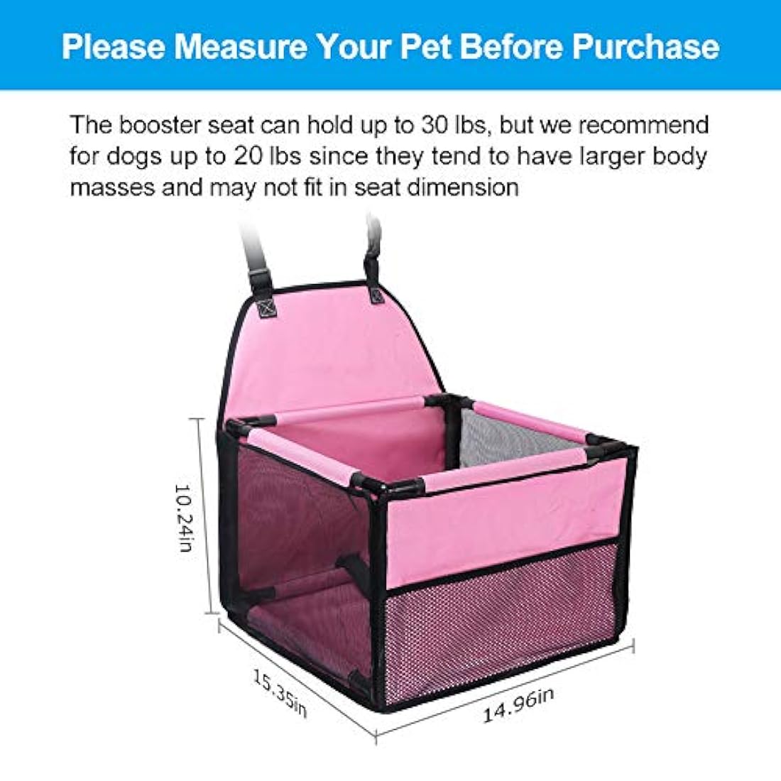 Asiento de coche para perro con correa de seguridad