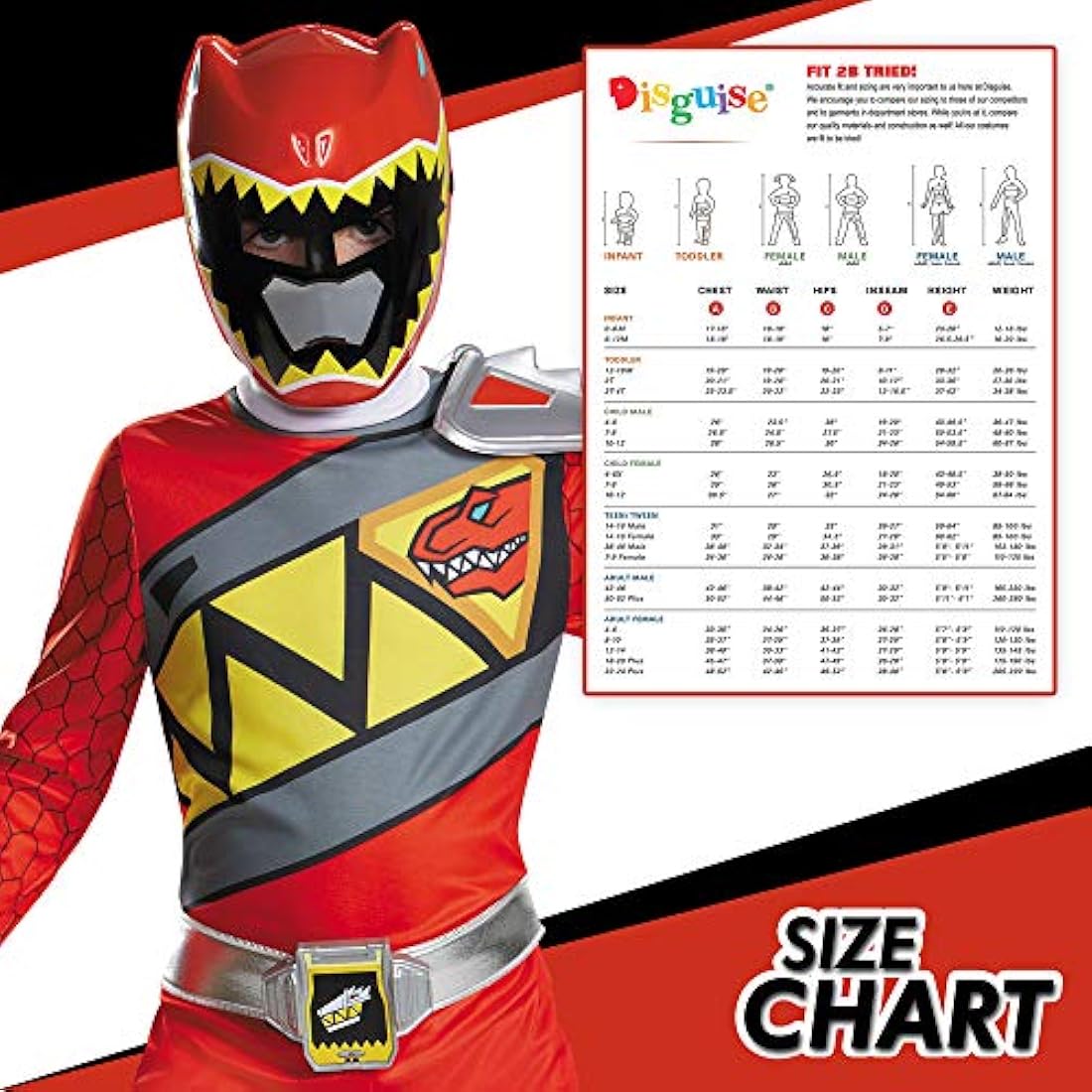 Disfraz clásico de Ranger rojo con carga de dinosaurio