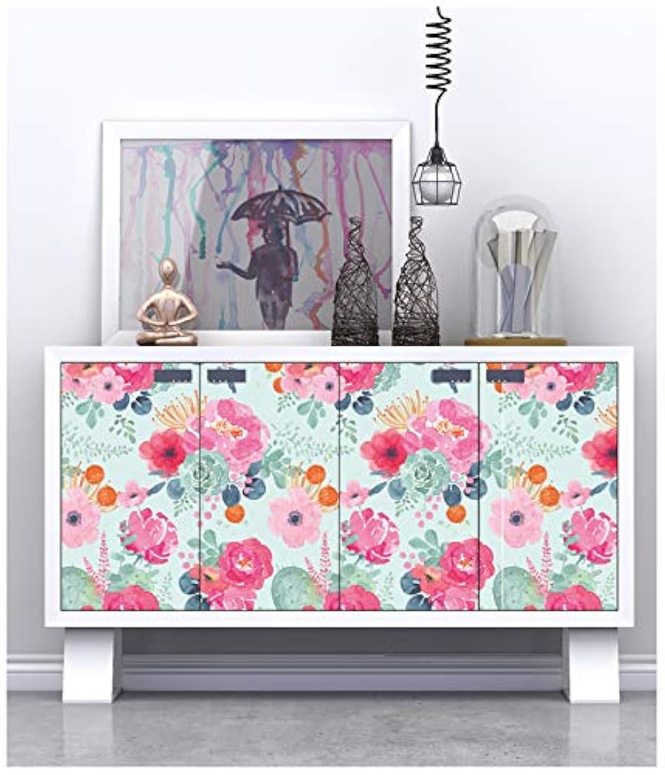 Papel pintado vinilo extraíble azul/rosa/gris