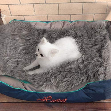 Alfombra de cama para mascotas felpa perros gatos, gris