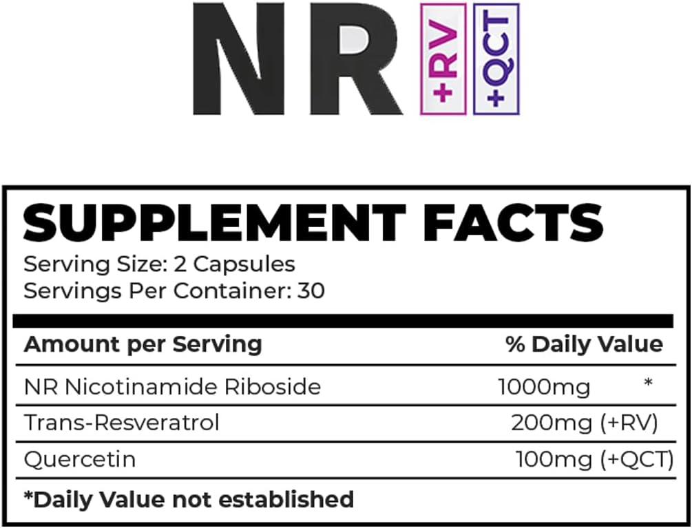 NAD+ Triple Acción NR, Resveratrol, Quercetina - Antienvejecimiento