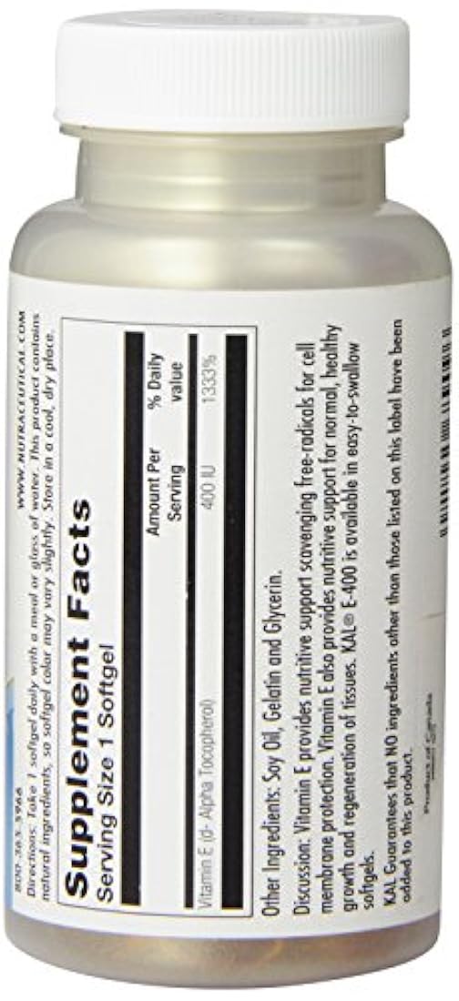 Kal E-400 D-Alpha Tocopherol 400 UI cápsulas blandas, 1, 1