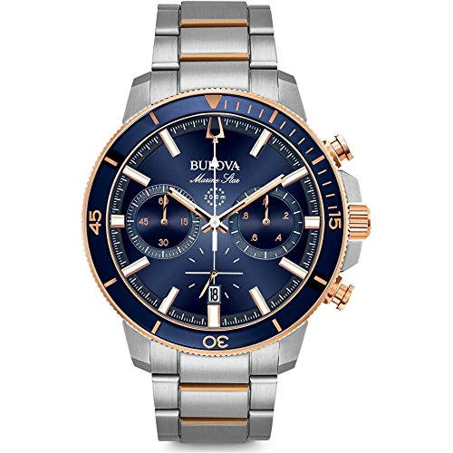 Bulova - Reloj de pulsera con cronógrafo, esfera azul, acero