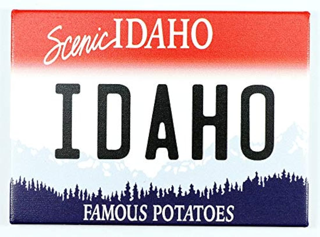 Imán para nevera estilo placa de matrícula Idaho, 2.4x 3.1