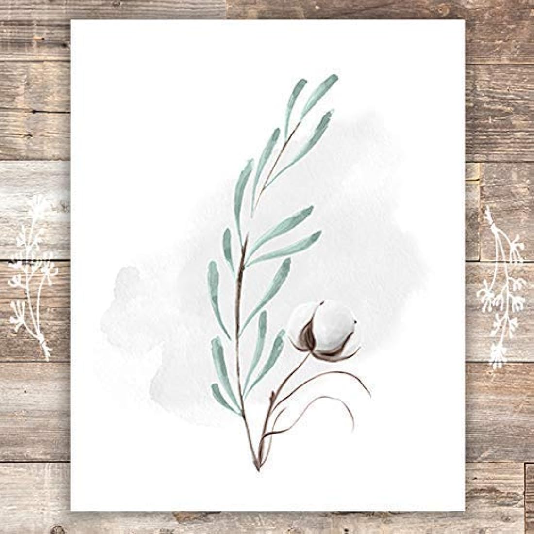 Arte de pared de impresiones botánicas eucalipto y algodón