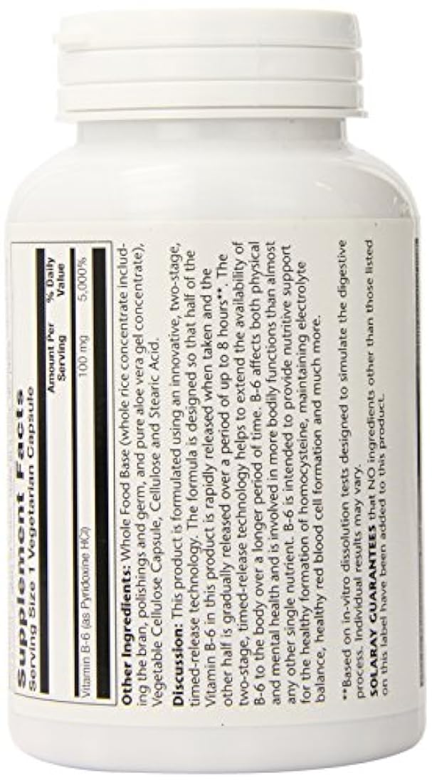 Solaray B-6 tstr Suplemento, 100 mg, 120 unidades