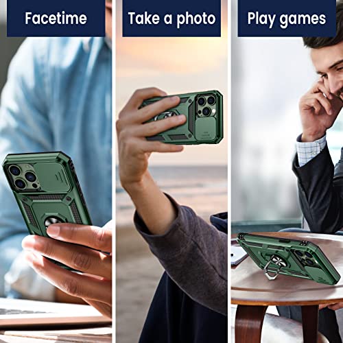 Funda para iPhone 13 Pro Max con soporte para cámara deslizante y soporte de grado militar resistente con soporte magnético para iPhone 13 Pro Max 6.7