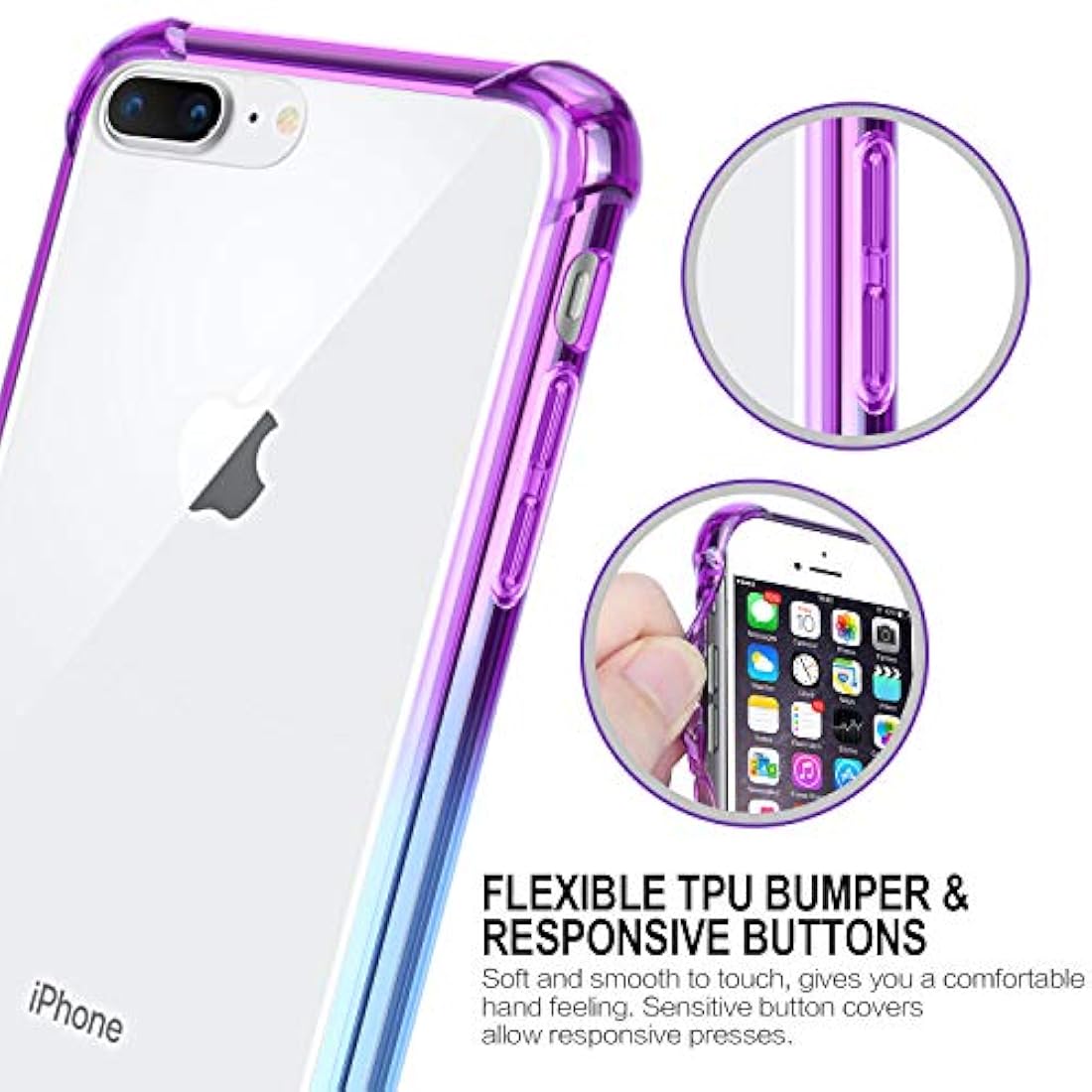 Funda para iPhone 7 Plus, transparente, antiarañazos,delgada