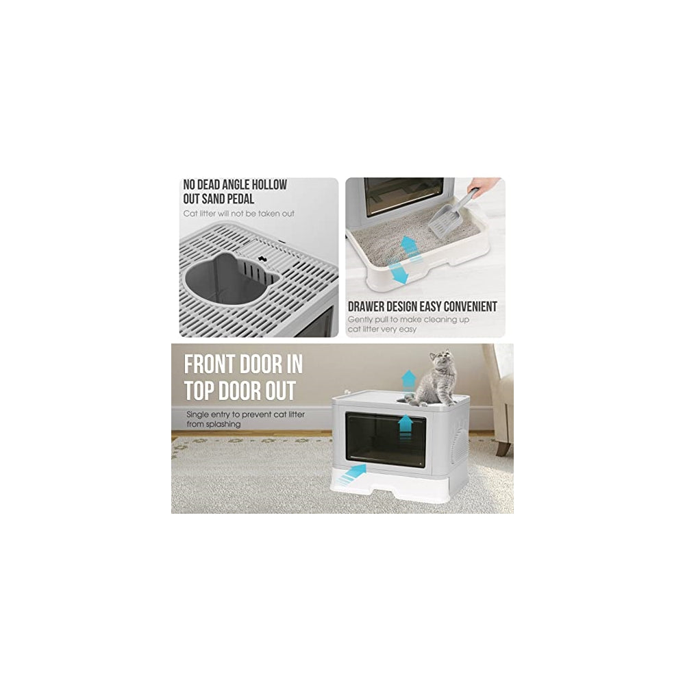 Caja de arena para gatos cerrada y plegable