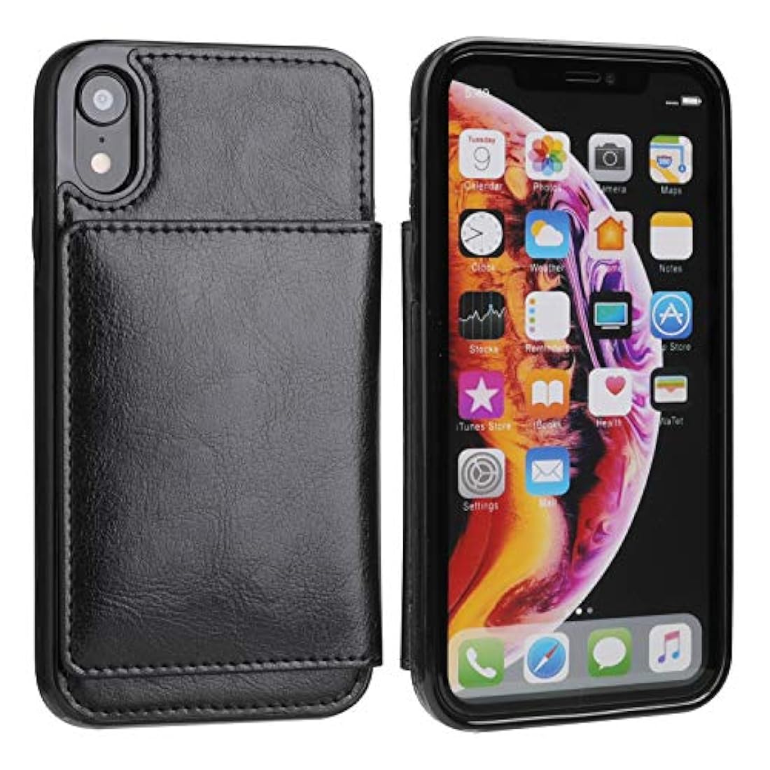 Funda tipo cartera para iPhone XR tarjetero, función atril,