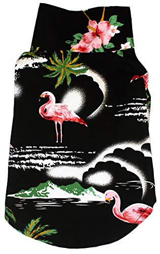 MaruPet Camisa hawaiana para perro NewStyle verano playa chaleco manga corta ropa para mascotas camiseta floral hawaiana Tops perro Chaquetas para perros pequeños razas gatos negro flamenco XS