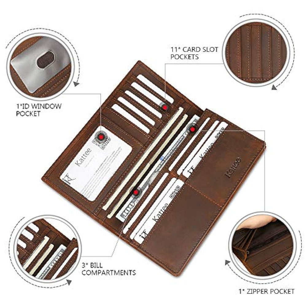 Cartera plegadiza clásica de cuero para hombre Kattee