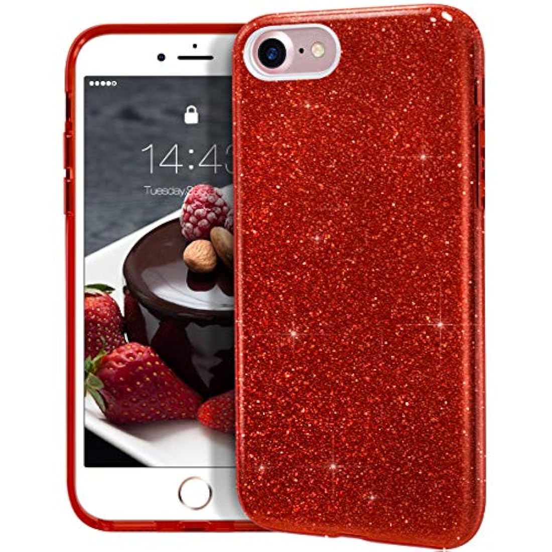 MATEPROX - Carcasa para iPhone 7, diseño de purpurina