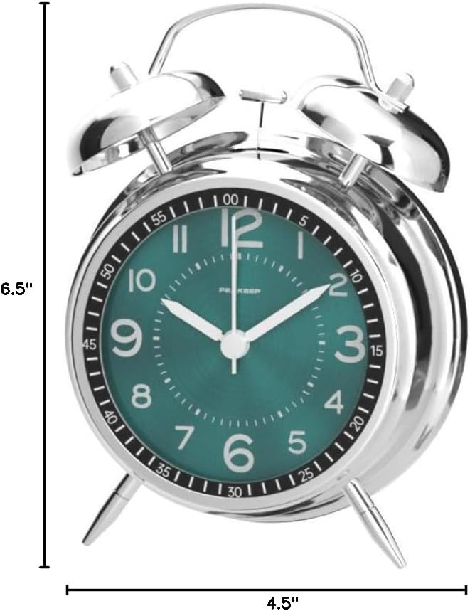 Reloj Despertador Metálico para Dormilones, Campanas Dobles