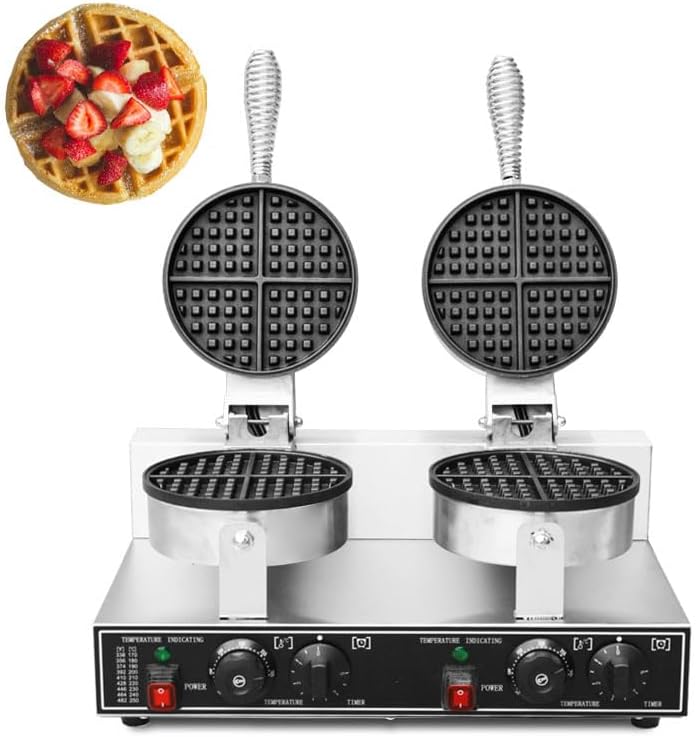 Máquina de Waffles Doble 110V 2600W - Acero Inoxidable