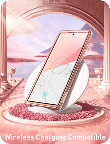 i-Blason Cosmo Series - Funda para Samsung Galaxy S22 Ultra 5G (lanzado en 2022), diseño delgado y elegante, con protector de pantalla integrado, (mármol)