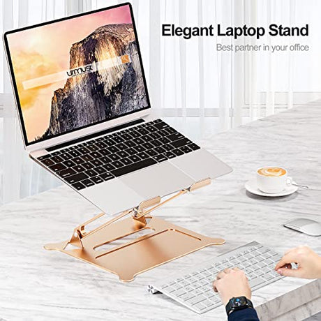Urmust Soporte ajustable para portátil portátil Ultrabook Stand Riser portátil compatible con MacBook Air Pro HP Dell XPS Lenovo todos los portátiles de 10 a 15.6 pulgadas (dorado)
