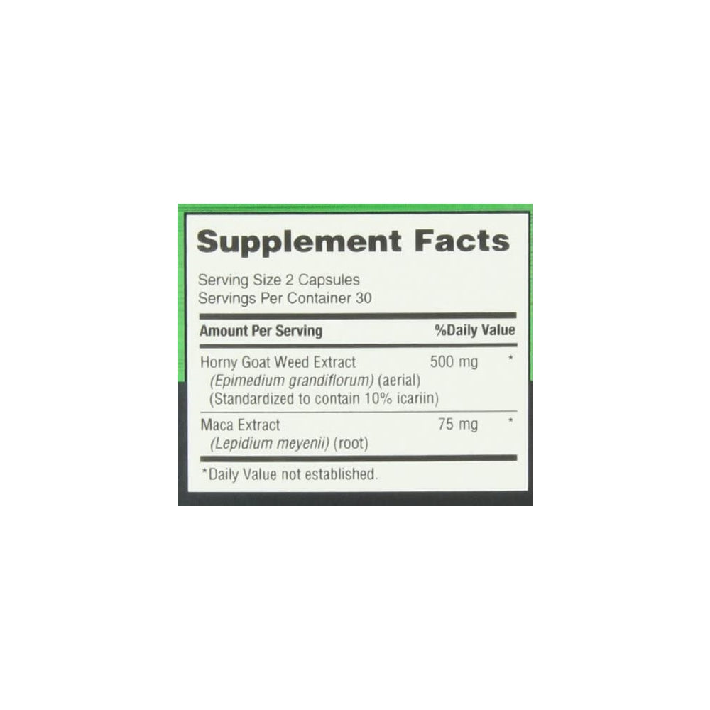 Suplemento Horny Goat Weed con Maca 60 cápsulas
