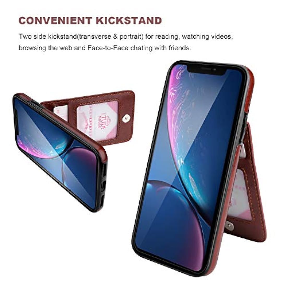 KIHUWEY - Funda tipo cartera para iPhone XR con tarjetero