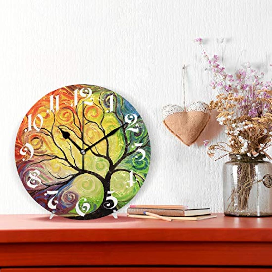 Reloj de pared con diseño de árbol de la vida