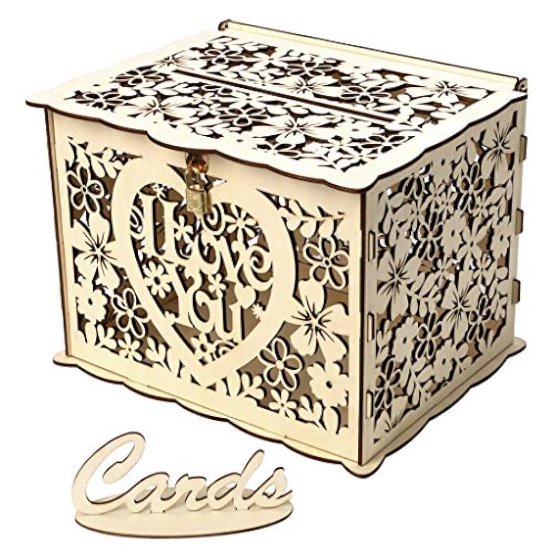 Caja de madera para tarjetas de boda, diseño rústico
