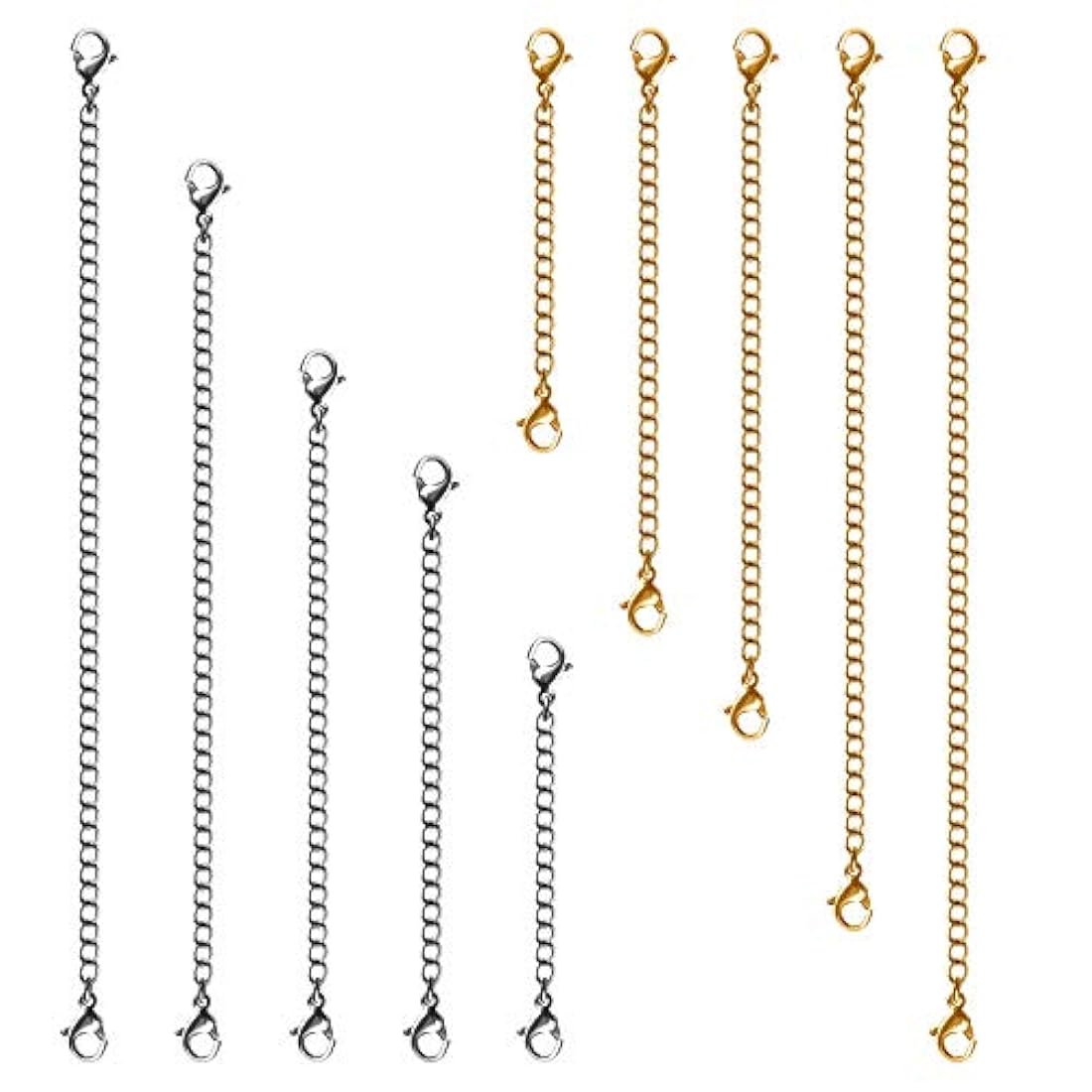 Extensores de collar, 10 piezas de acero inoxidable oro