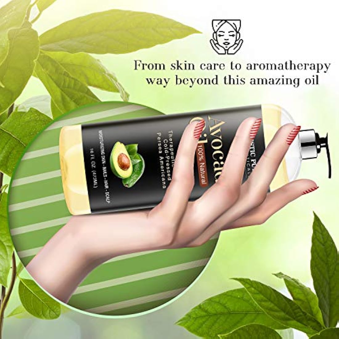 Aceite de aguacate puro para cabello y piel