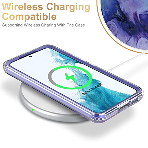 ESDOT Funda para Samsung Galaxy S22 Plus, grado militar, prueba de caídas de 21 pies, resistente, con diseños de moda para mujeres y niñas, funda protectora para teléfono Galaxy S22+ Plus 6.6 pulgadas, mármol ópalo y morado