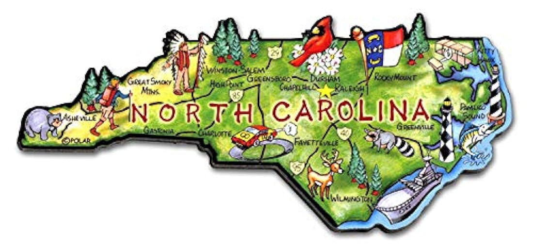 Imán de nevera Carolina del Norte el Estado tarheel Artwood