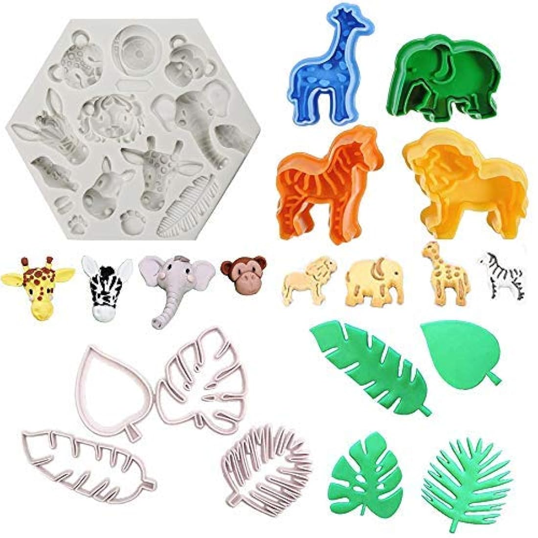 Moldes Juego de 9 moldes para fondant diseño de safari