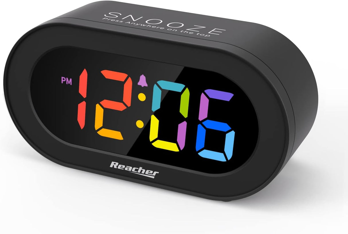 Reloj Despertador Digital LED Arcoíris con Función Snooze
