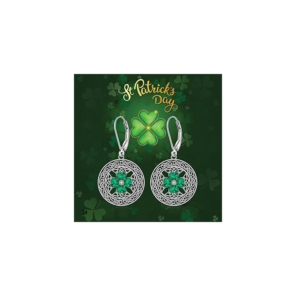 Aretes de trébol del día de San Patricio para mujer