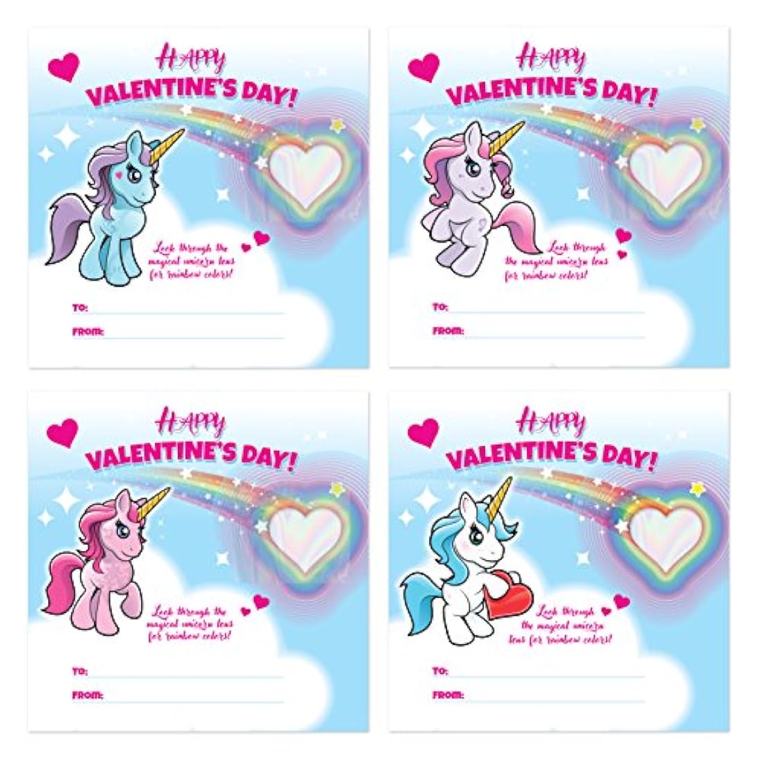 Kangaroo Tarjetas San Valentín,diseño unicornio y arco iris