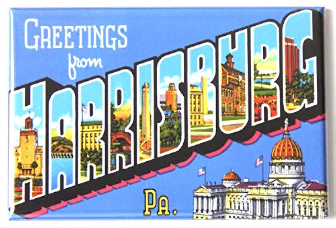 imán para nevera Saludos de Harrisburg Pennsylvania