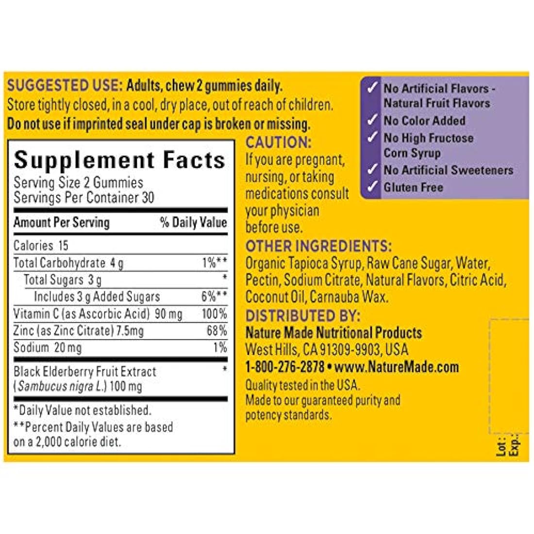 Nature Made Baya de saúco 100 mg con vitamina C y gomitas