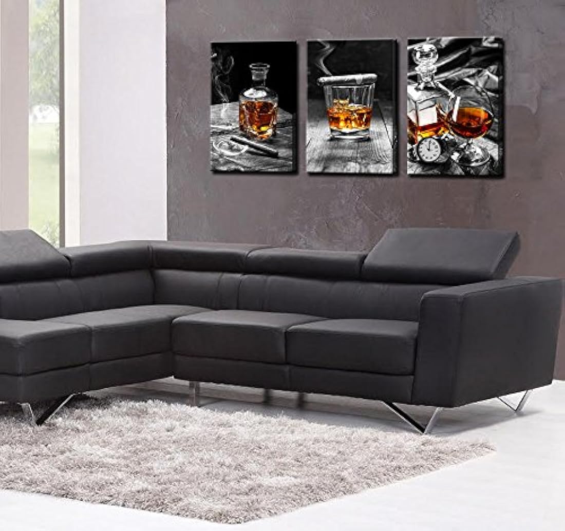 Lienzo decorativo para pared, diseño de whisky de cigarro
