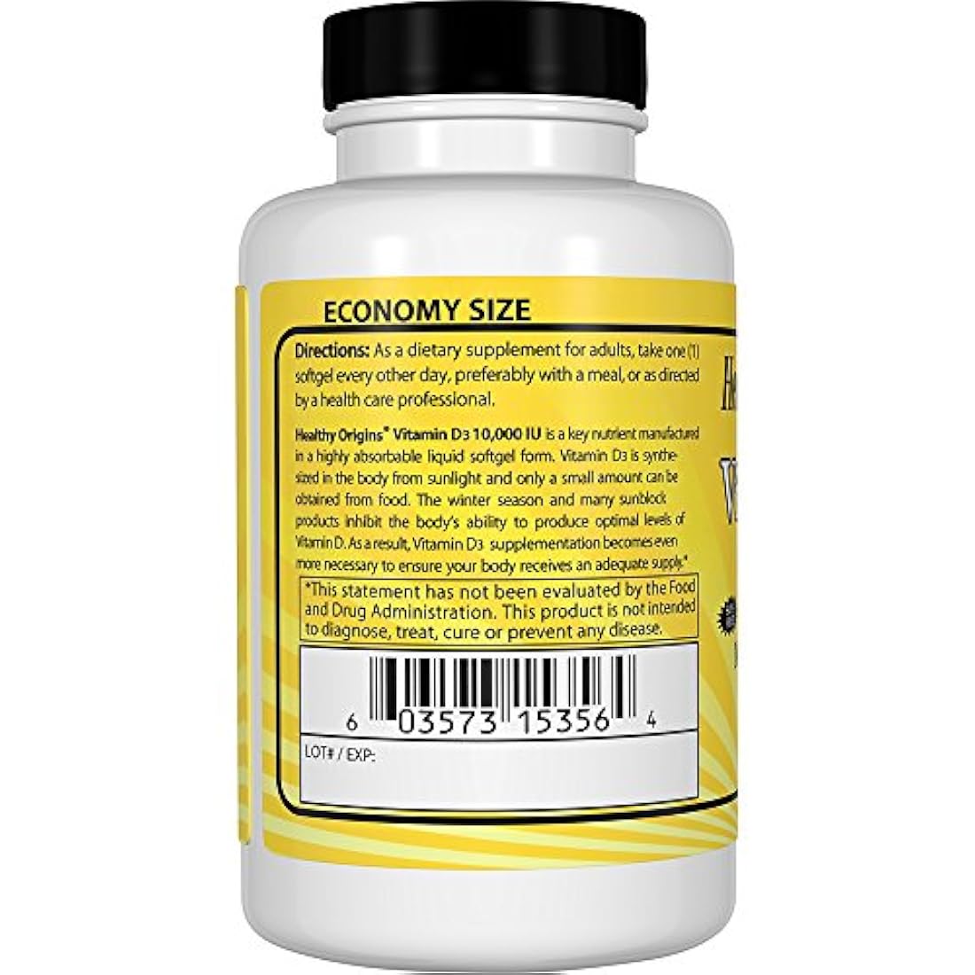 Healthy Origins Vitamina D3 Geles 10, 000 Lanolina, geles