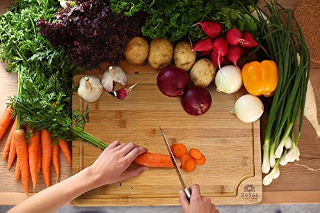 Tabla de cortar de bambú orgánico con ranura para jugo